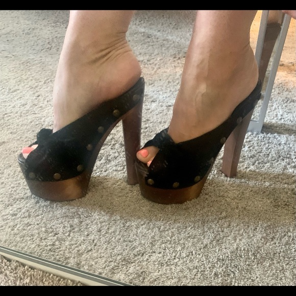 Giuseppe Zanotti suede and wood glamour clogs - Picture 2 of 8